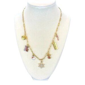 Charm Necklace Christmas Gold Tone Vintage Modern Charms
